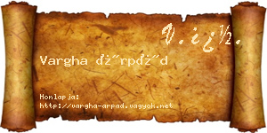 Vargha Árpád névjegykártya