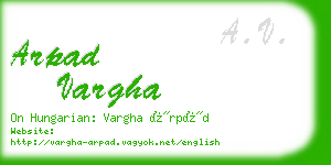 arpad vargha business card